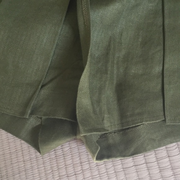 🍏J.Crew linen crossover skirt/skort olive green - Picture 4 of 7